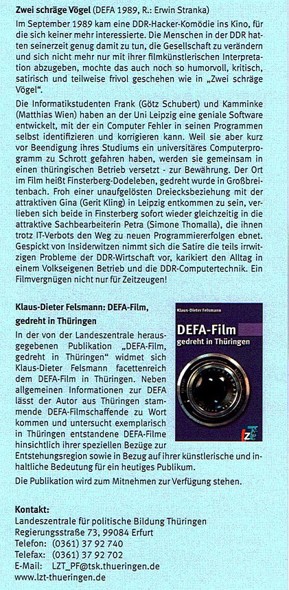 DEFA- Filmabend Zwei schr&auml;ge V&ouml;gel