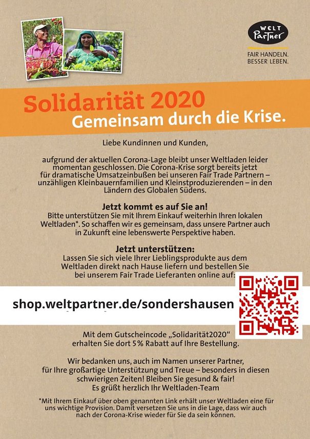 Fair Einkaufen weiterhin m&ouml;glich!