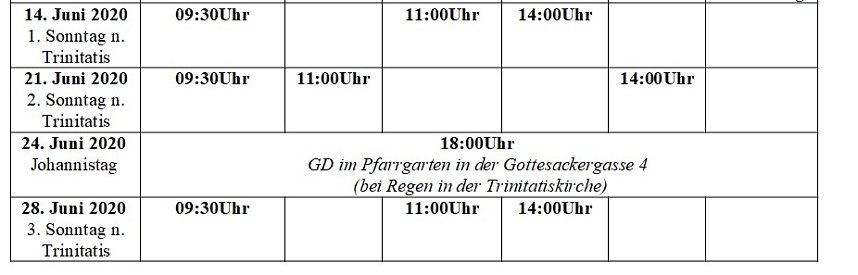 Wiederaufnahme von Gottesdiensten im Pfarramtsbereich Sondershausen