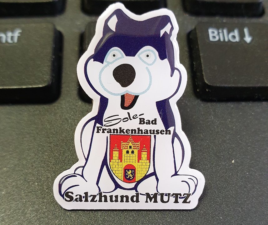 Salzhund Mutz als Anstecker
