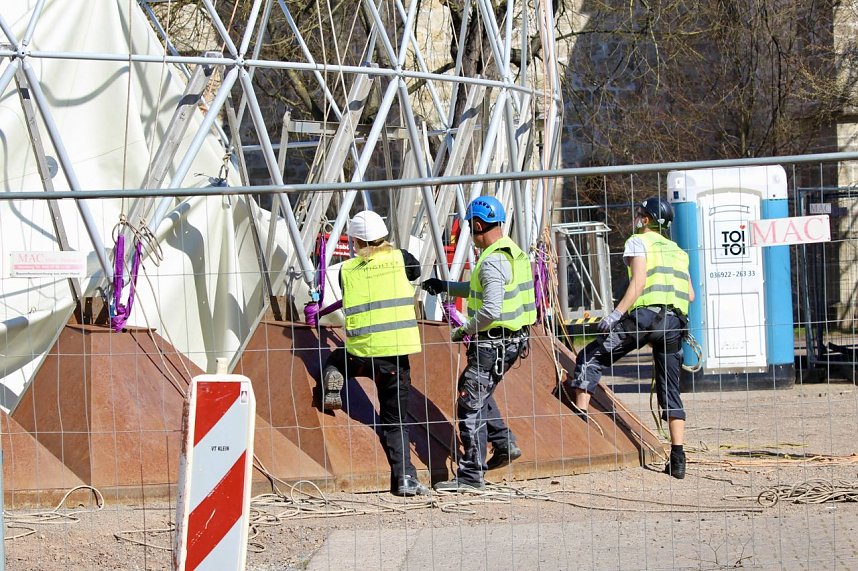 Aufbau des Umweltpavillions 