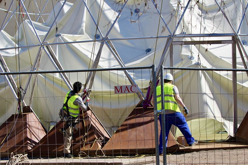 Aufbau des Umweltpavillions 