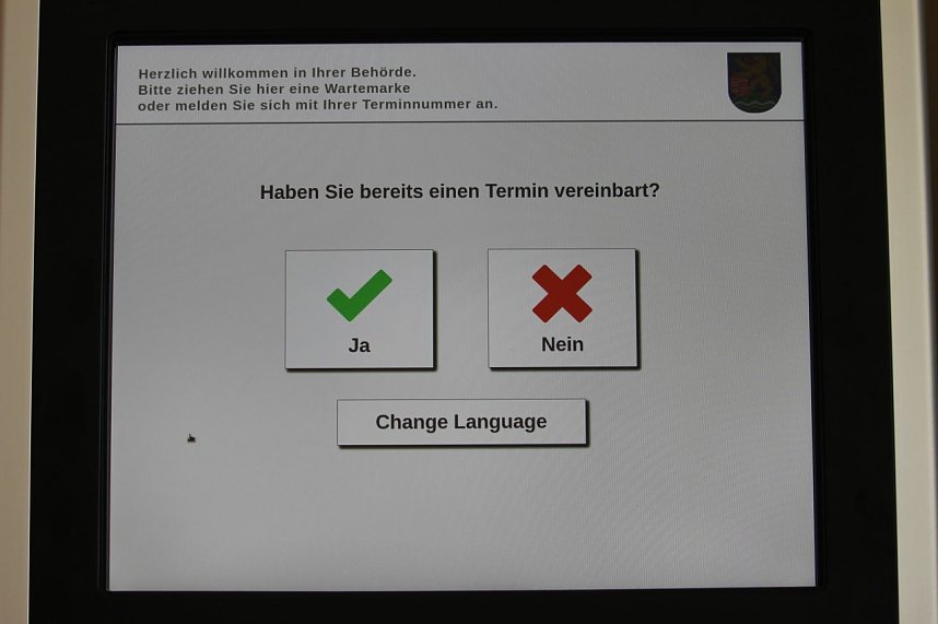 Display des Terminals im Landratsamt Sondershausen