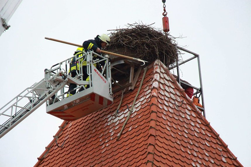 Bauarbeiten am Ringelebener Storchennest