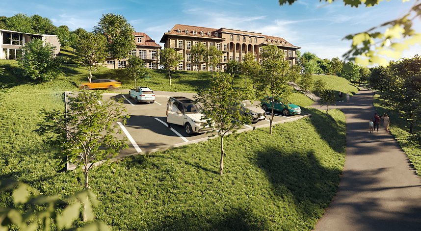 Modell f&uuml;r das zuk&uuml;nftige Ferienresort SALZGUT" - Parkplatz