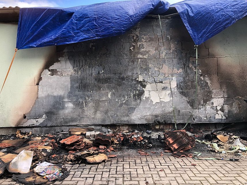 Ausgebrannte M&uuml;lltonne in Nordhausen