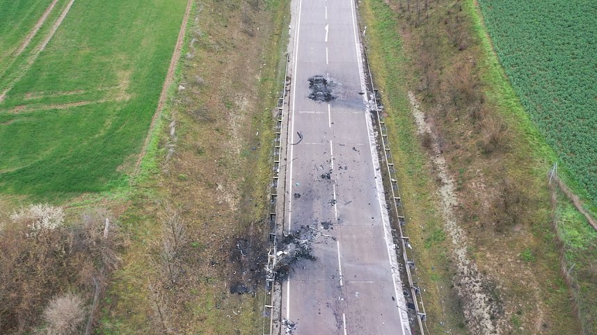 Unfallstelle in Luftaufnahmen