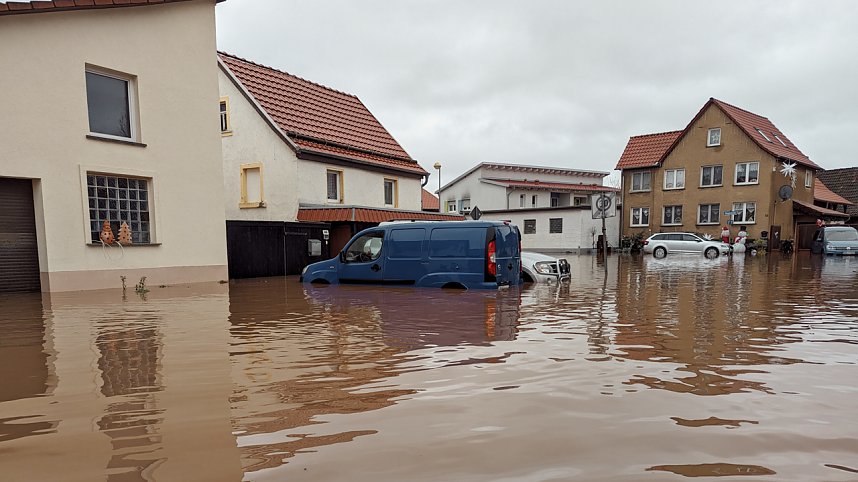 Wassermassen in Windehausen, Dezember 2023