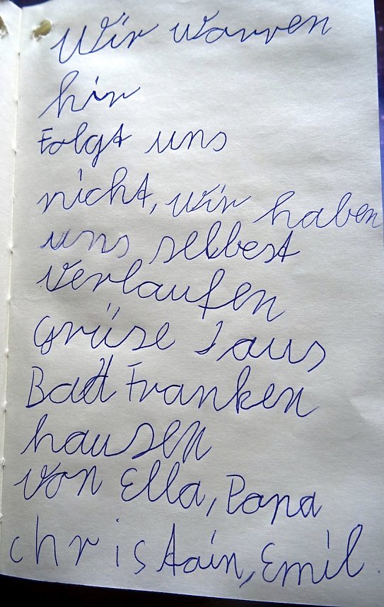 G&auml;stebucheintragungen aus aller Welt auf der Hornungsh&ouml;he